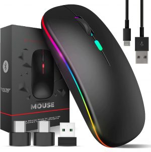 TEUREMI Wireless Mouse Bluetooth & 2.4GHz Dual Mode, Recharg...