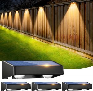 sununiny Solar Fence Lights Outdoor Garden,4 Pack Solar Gard...