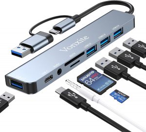 USB C Adapter 8 in 1, USB Hub Multiport Adapter with Type C ...