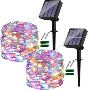 Ligarko Solar Fairy Lights Outdoor, 2 Pack Each14M/46Ft Gard...