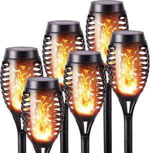 Geemoo 6 Pack Solar Flickering Dancing Flame Lights Waterpro...