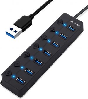 7-Port USB 3.0 Hub with Individual Power Switches and Lights...