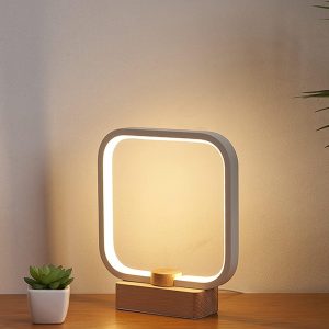 LED Wood Table Lamp, 3-Color Temperature Bedside Lamp,Bedroo...