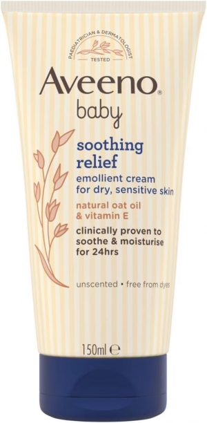 Aveeno Baby Soothing Relief Emollient Cream (1x 150ml), Unsc...