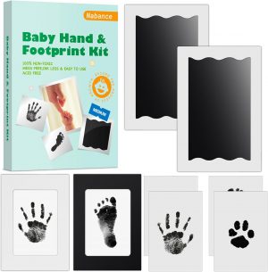 Nabance Baby Footprint Kit & Handprint Kit, 2 Inkless Ink Pa...