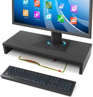 Ejoyous 1 Tier Wood Monitor Riser Stand, Ergonomic PC Laptop...