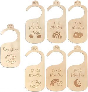 XUKZIMA 7 Pcs Wood Nursery Wardrobe Dividers by Size Age Han...
