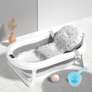EINESIN Large Foldable Baby Bathtub Baby Bath Tub with Cushi...