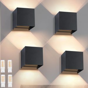 Homefire 4Pcs LED Wall Lights for Living Room - Black G9 Wal...