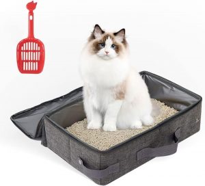 HIKEMAN Kitten Cat Litter Tray - Foldable Litter Box,Portabl...