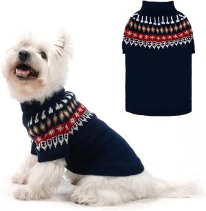 EXPAWLORER Turtleneck Dog Jumper - Knitted Dog Clothes in Cl...
