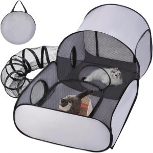 Portable Pet Playpen - Cat Enclosure Tunnels Dog Play Pen,En...