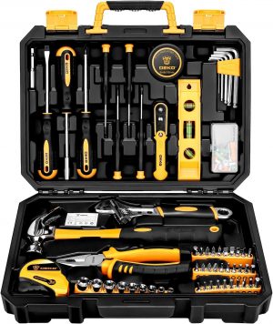 DEKO Tool Kit Set Box 100 Pieces Home Repair DIY Tools Basic...
