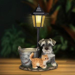 UrbanHaven Outdoor Solar Light Dog and Cat Lantern, Garden R...