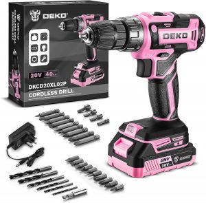 Power Drill Cordless: DEKOPRO Pink Cordless Drill 20V Electr...
