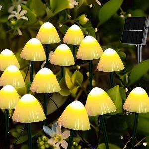 Cozymeow Solar Garden Lights 5M 20 LED Mushroom Solar Lights...