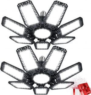 YIQIBRO 200W LED Garage Lighting 2 PCS, 20000LM 6500K Deform...