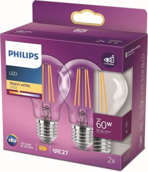 Philips LED Classic A60 Light Bulb Set of 2 [E27 Edison Scre...