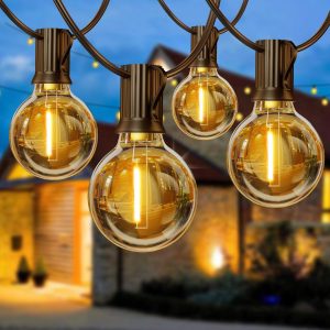 Torkase Outdoor String Lights Mains Powered, 27FT G40 Garden...