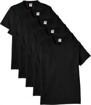 Fruit of the Loom Men's Heavy T Shirt, Black, XL UK