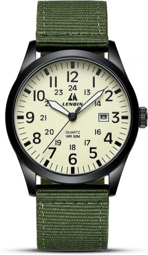 LN LENQIN Mens Watches Military Watch Analog Quartz Watches ...