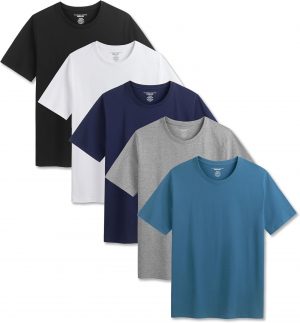 Mens T-Shirt 5 Pack Multicoloured Short Sleeve Shirts for Me...