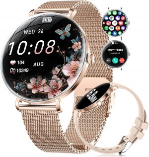 SUNKTA Smart Watch Women 6.8mm Ultra Thin Round Dial 1.43" A...