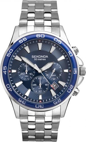 Sekonda Jenson Mens 44mm Chronograph Quartz Watch with Stain...
